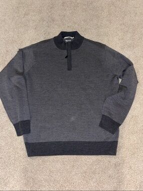 Peter Millar Two-Tone Charcoal Zip Mock Sweater XL EUC